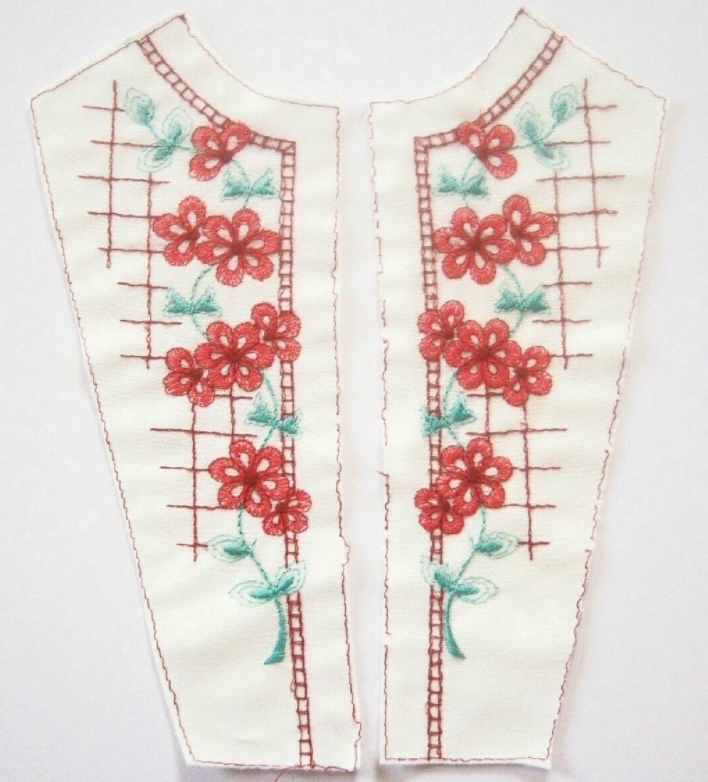 Ivory 9 1/2" Floral Embroidered Yoke