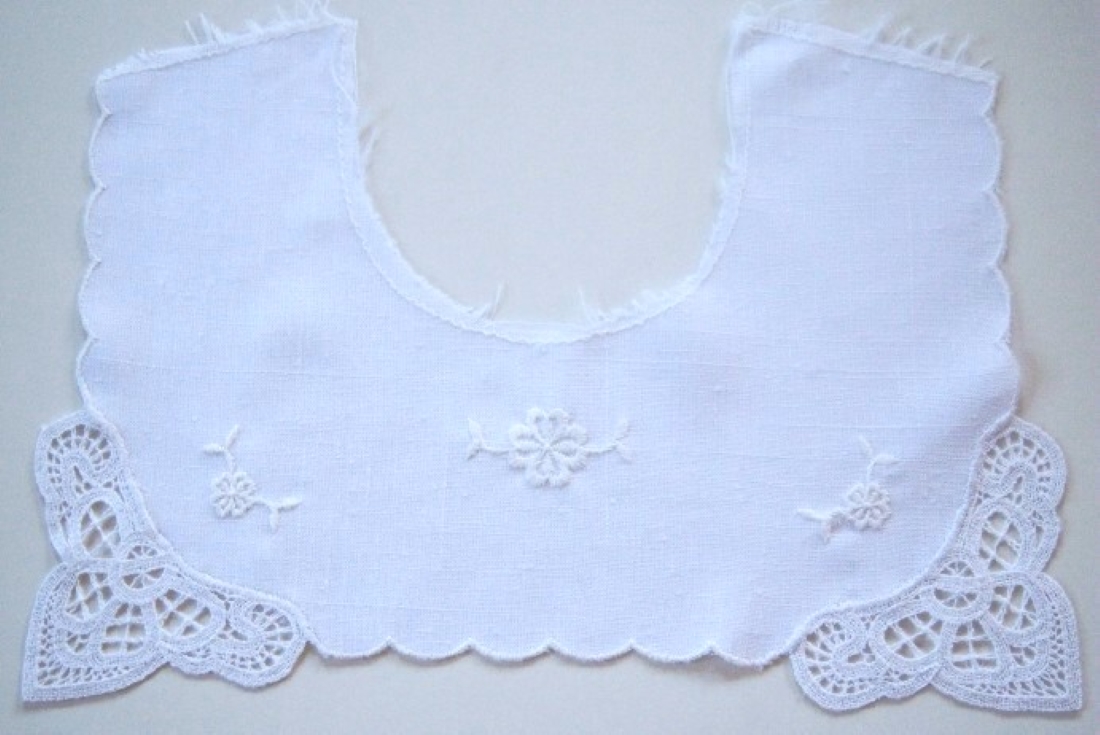 White Linen 14 1/4" Embroidered Yoke