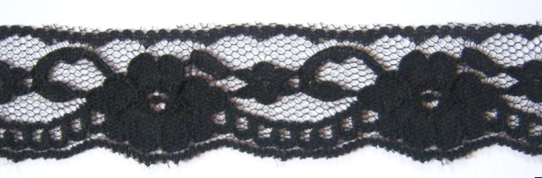 Black 1 1/4" Nylon Lace