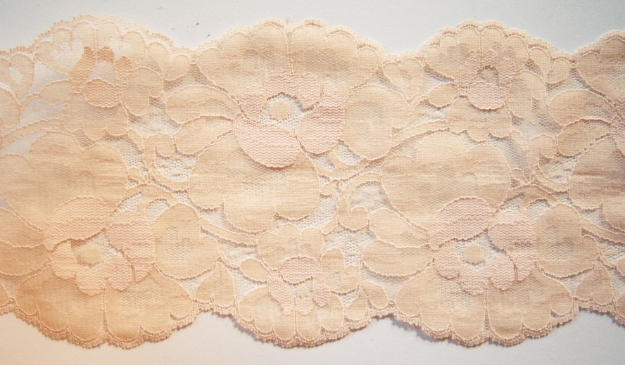 Dusty Peach Floral 4 3/4" Nylon Lace