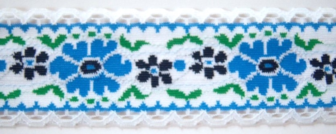 White/Cyan/Navy 2" Lace