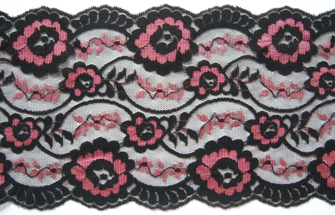 Black/Antique Rose 6" Lace