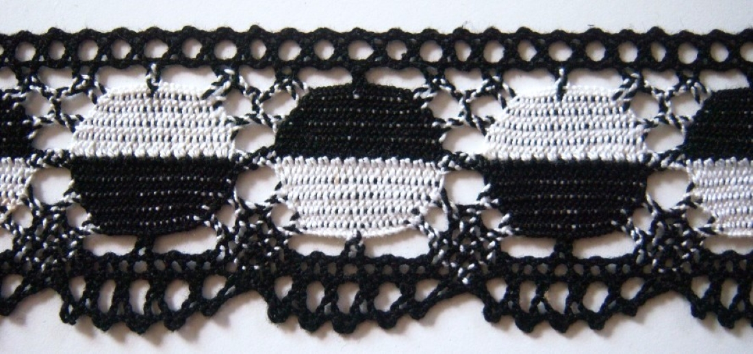 Black/White 2 1/4" Cluny Lace