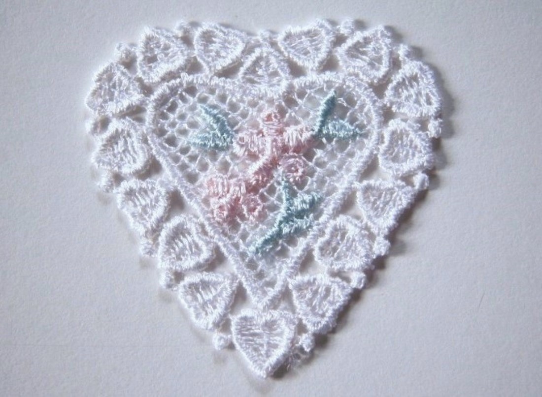 White/Pastel Heart Venise Lace Applique