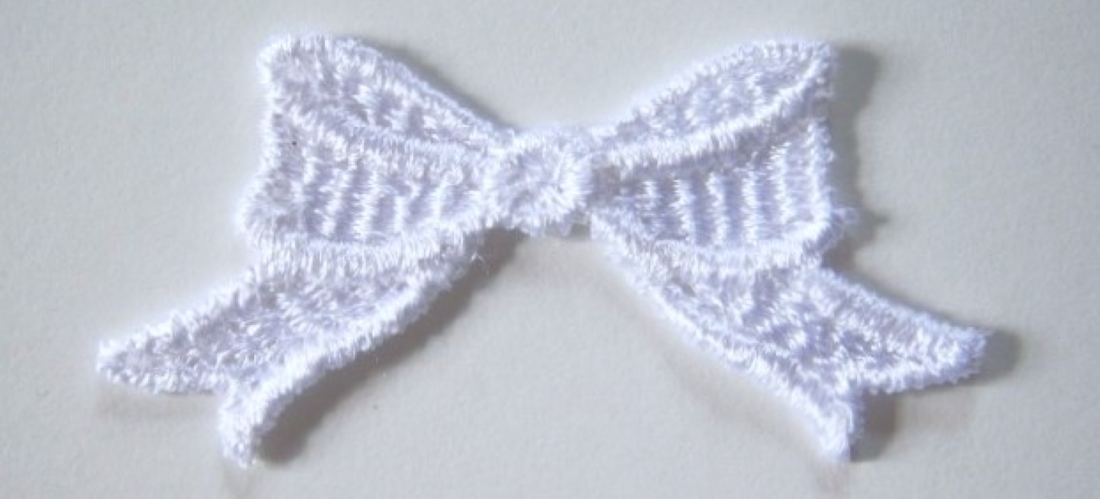 White Bow 2 1/2" Venise Lace Applique