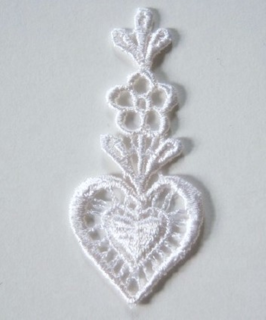 Light Ivory Heart Venise Lace Applique