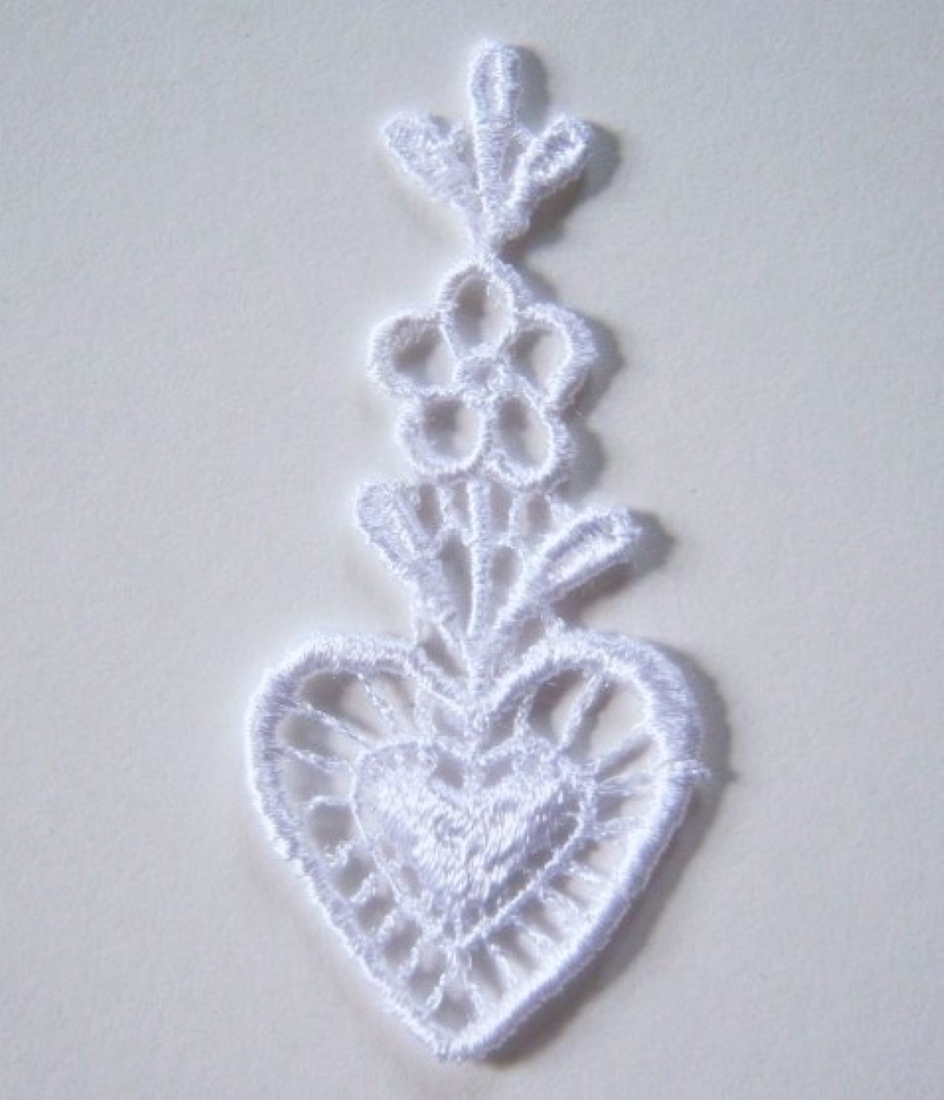 White Heart Venise Lace Applique