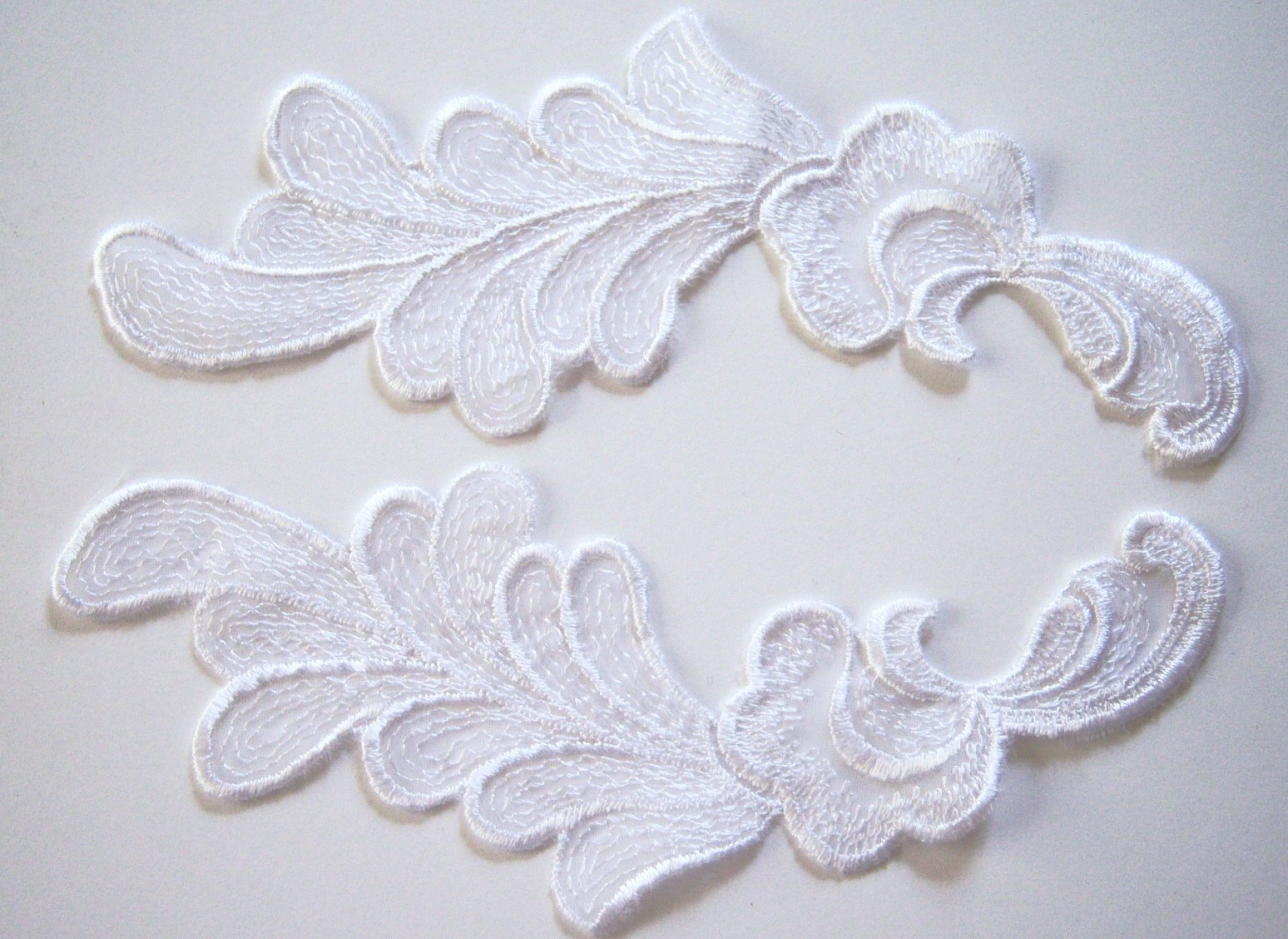 White Embroidered Organza Pair