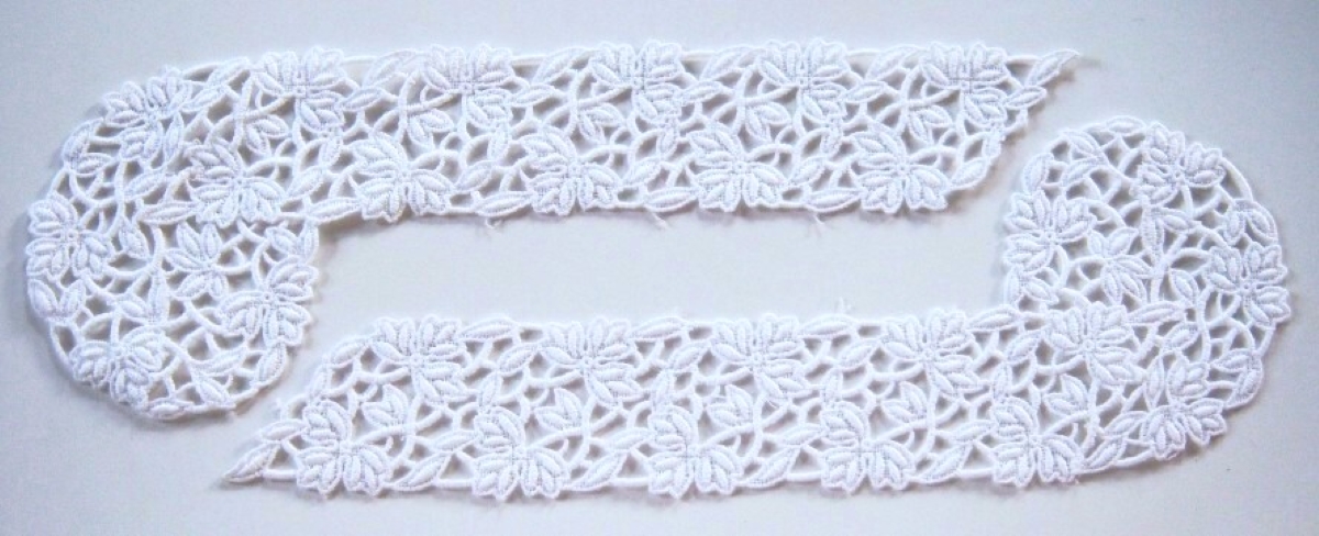 White Cotton Venise Lace 13 1/2" Pair