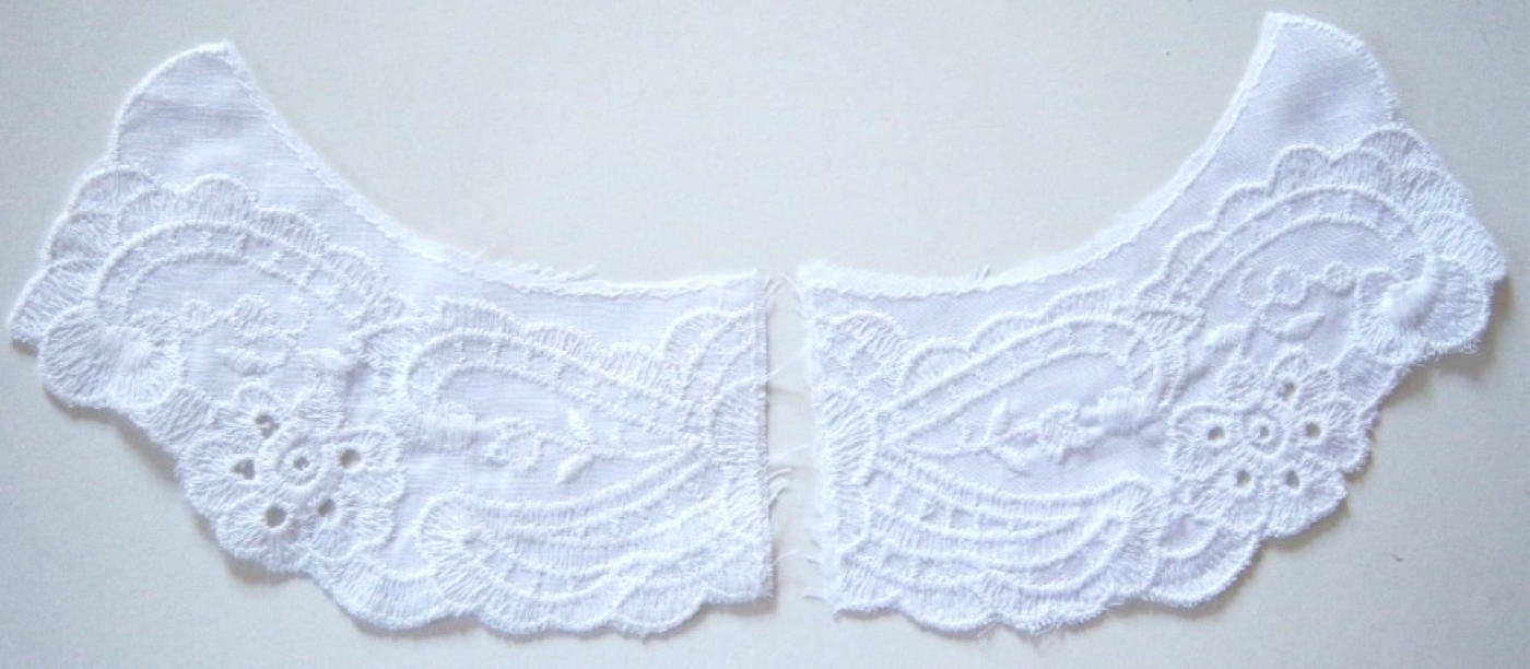 White Linen Embroidered 3" x 6" Pair