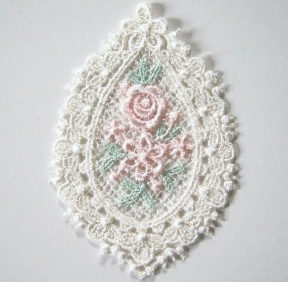 Light Ivory/Pink Venise Lace Applique