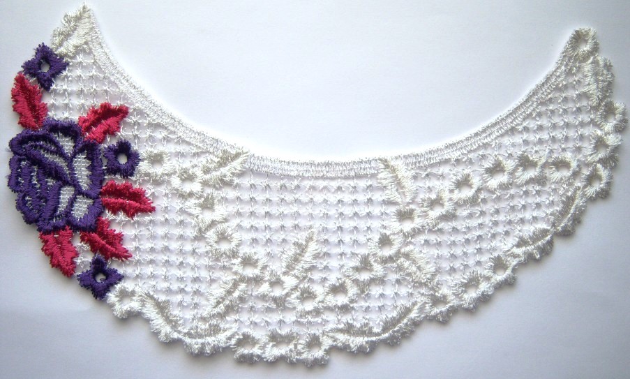 Ivory/Purple/Cherry Venise Lace Applique