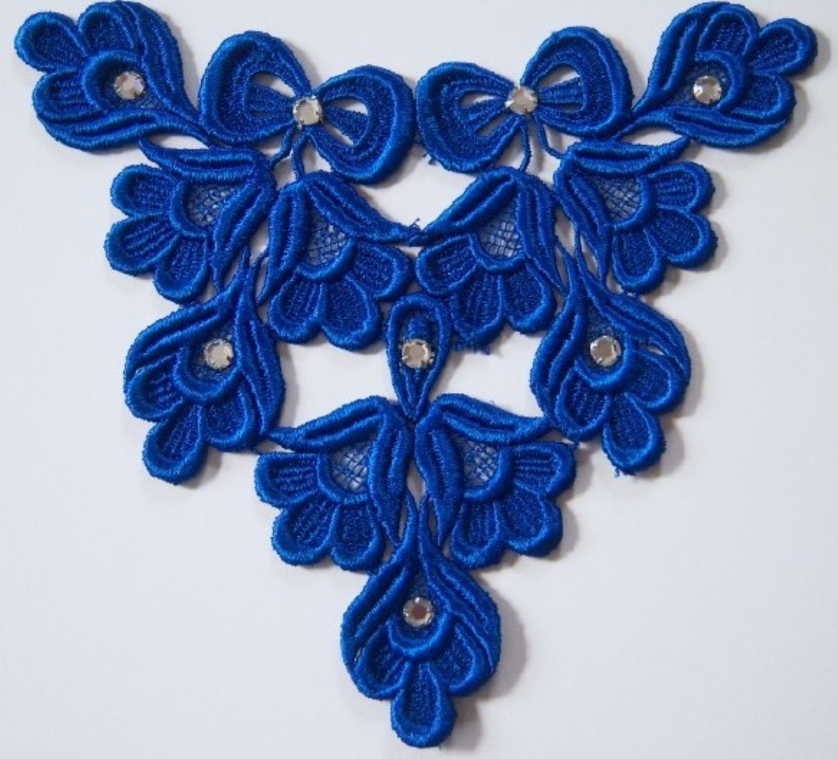 Royal/Rhinestones Venise Lace Applique