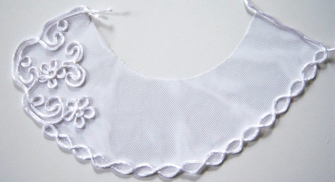 White Rattail Edge Tulle Right Collar