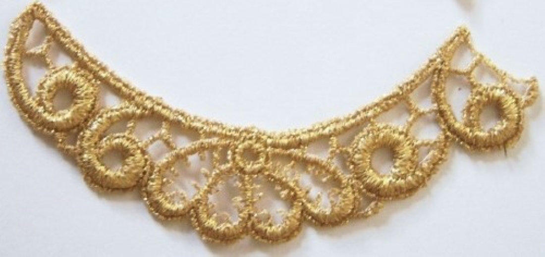 Gold Metallic Curve Venise Lace 4" Applique