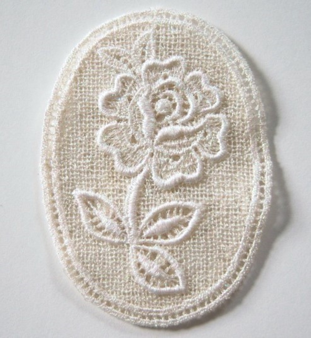 Ivory Iridescent Cameo Rose 4" Applique