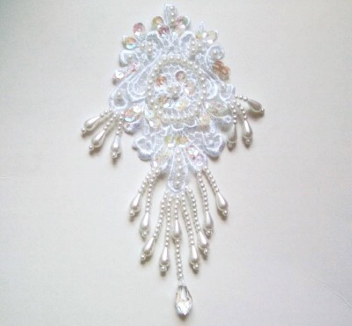 White Dangle Organza 6 1/2" Applique