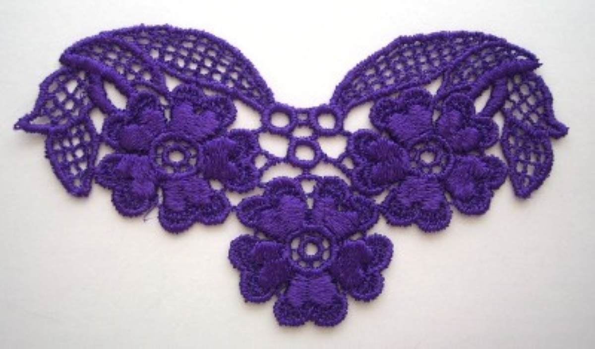 Purple 3 Flower Venise Lace Applique