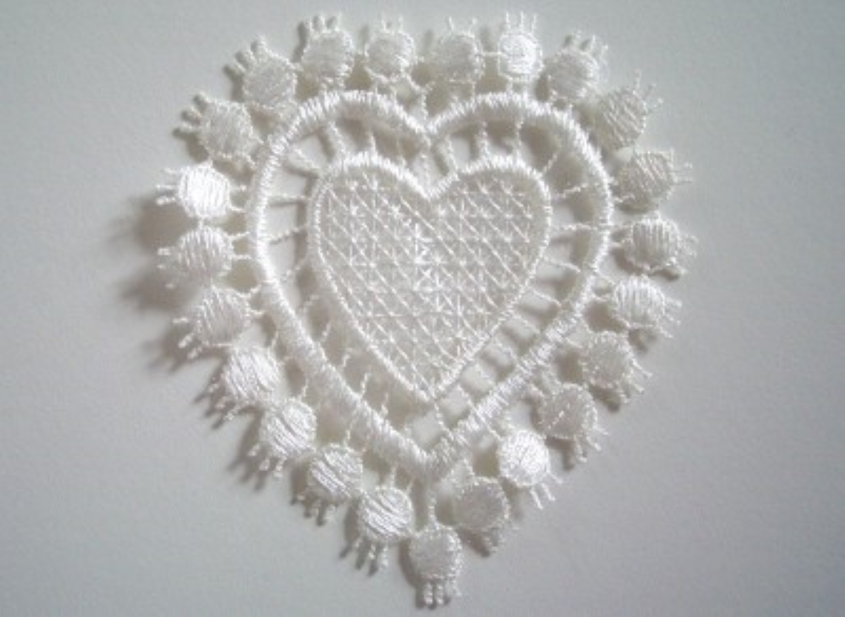 Light Ivory Heart Venise Lace Applique