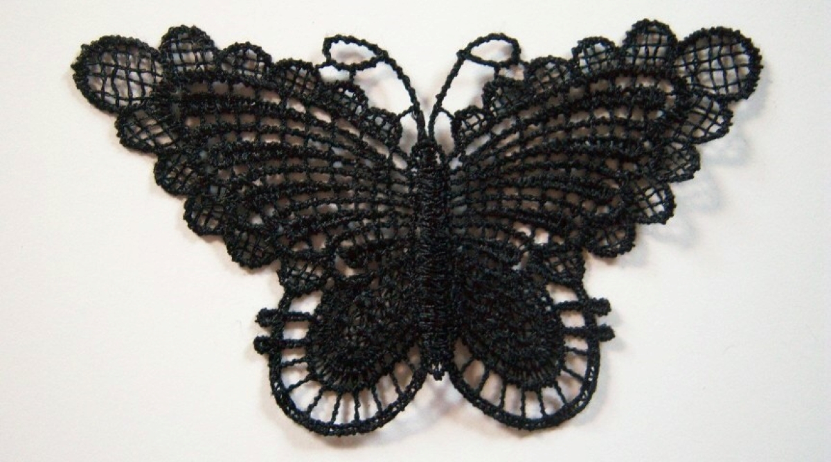 Black Butterfly Venise Lace Applique