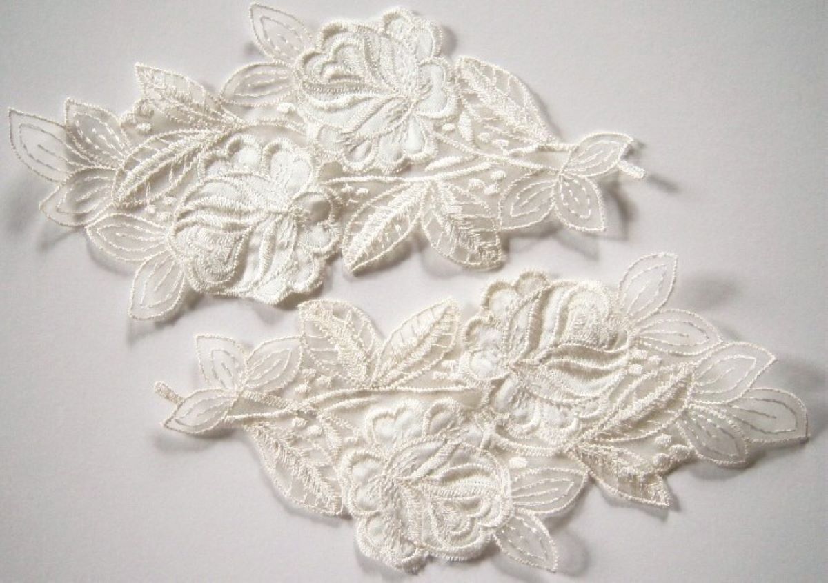 Ivory Organza Embroidered Pair