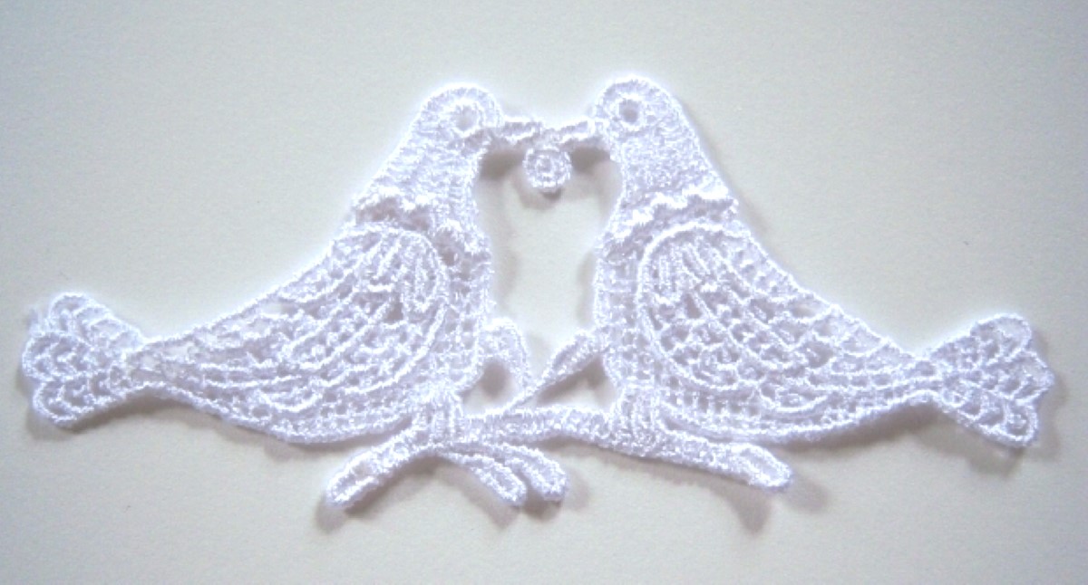 White Doves Venise Lace Applique