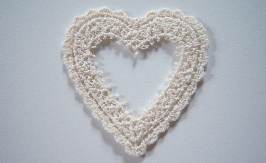 Natural Cotton Heart Venise Lace Applique