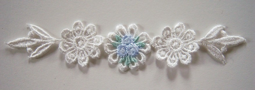 Light Ivory/Blue Tribud Venise Lace Applique