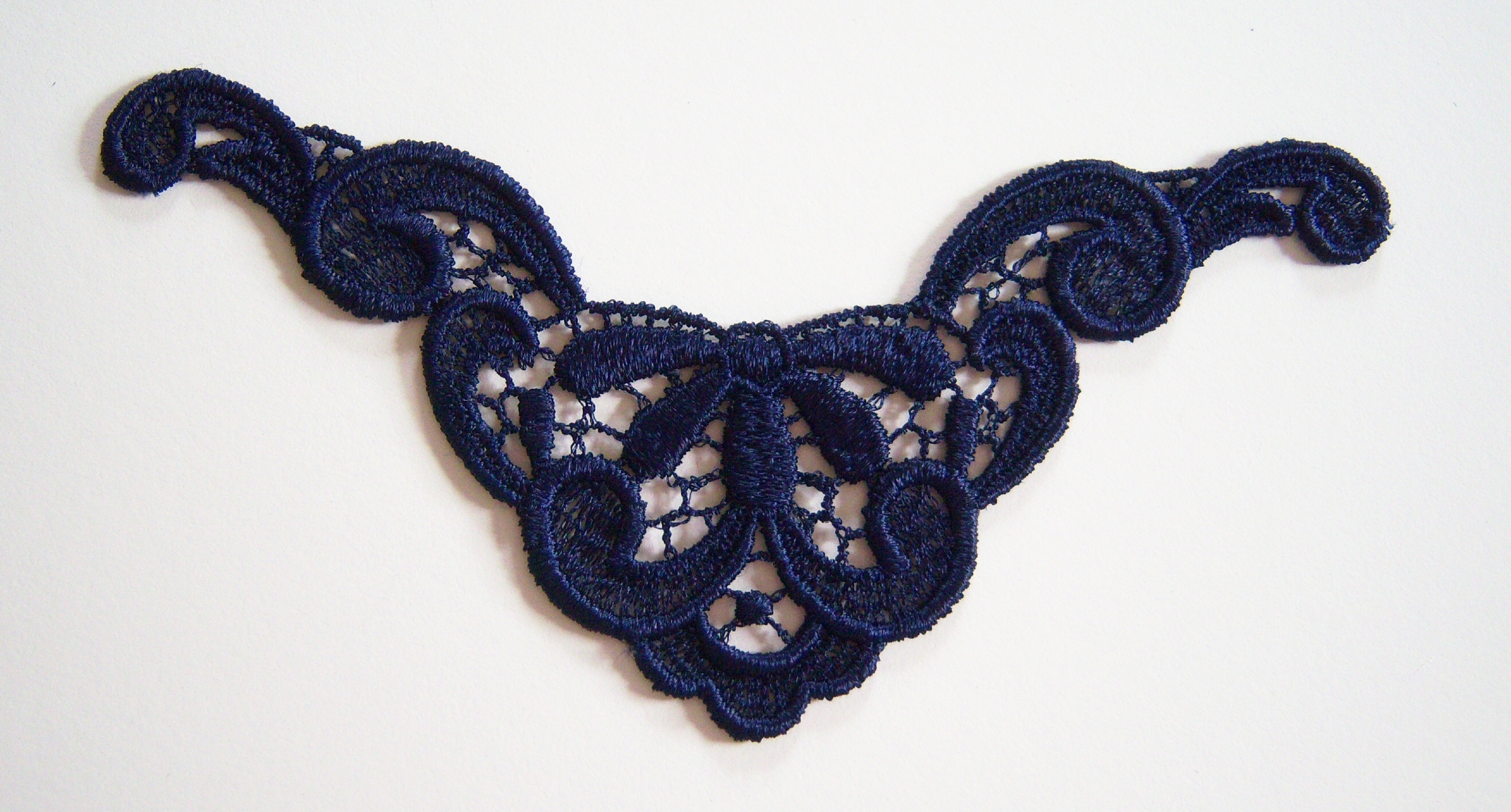 Navy Scroll Venise Lace Applique