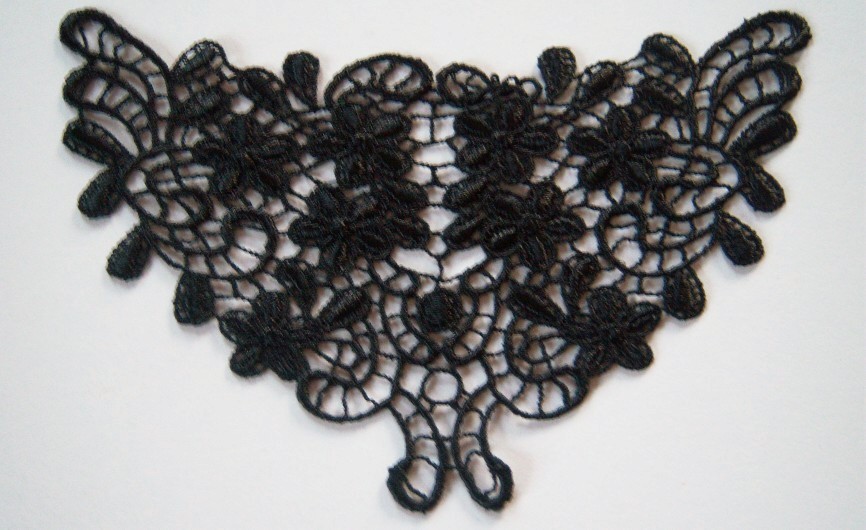 Black Poly Motif Venise Lace Applique