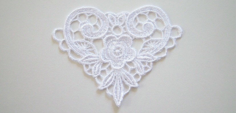 Off White Heart Venise Lace Applique