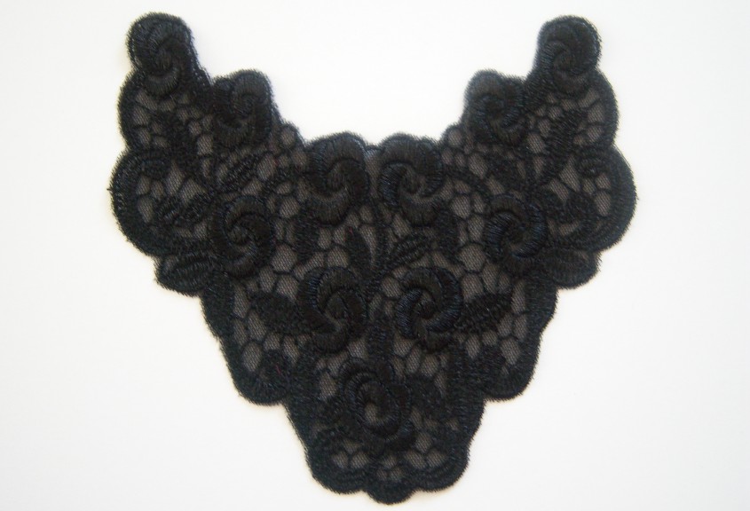 Black Rose 6 1/2" Embroidered Applique