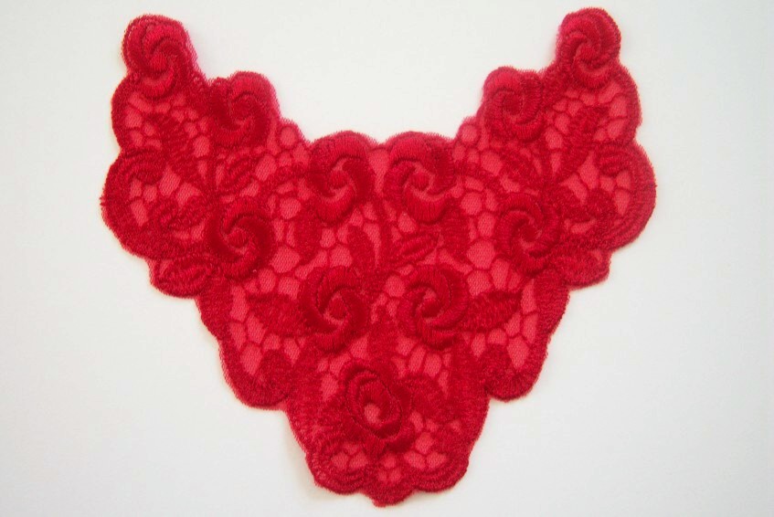 Red Rose 6 1/2" Embroidered Applique