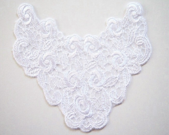 White Rose 6 1/2" Embroidered Applique