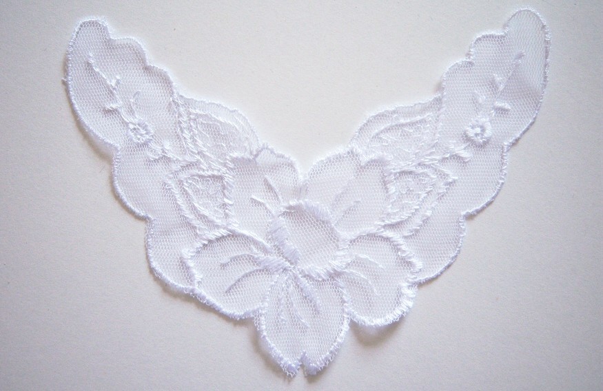 White 6 1/2" Embroidered Applique