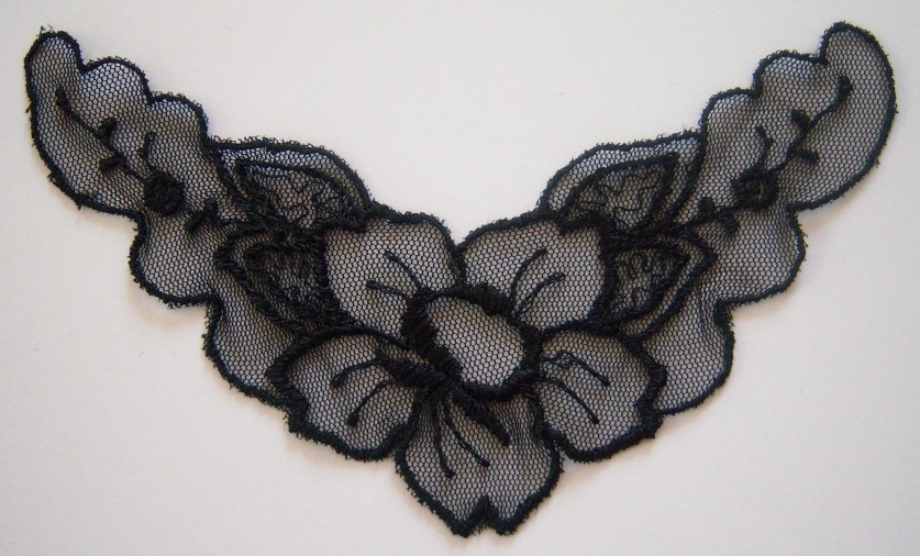 Black 6 1/2" Embroidered Applique