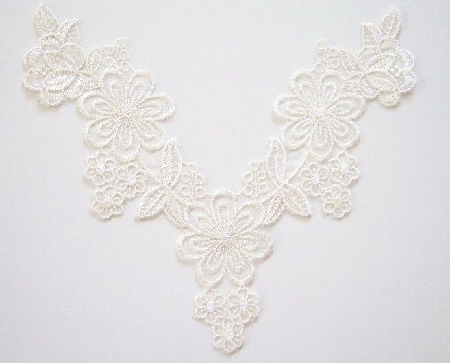 Light Ivory Embroidered Yoke Applique