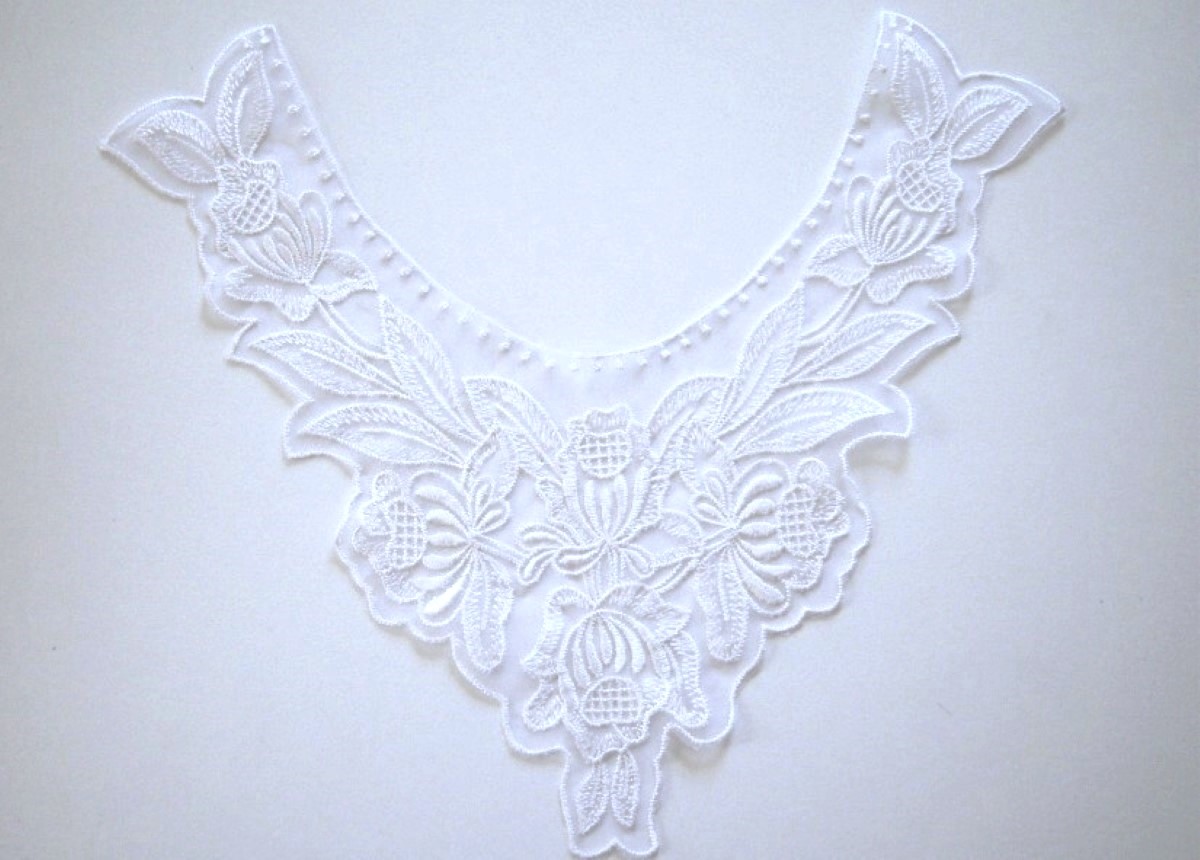 White 12" Embroidered Organza Yoke