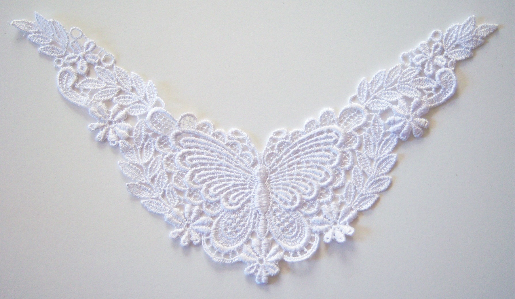 White Venise Lace 5 1/4" x 10" Butterfly Yoke