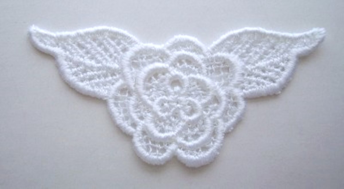 White Winged Flower Venise Lace Applique