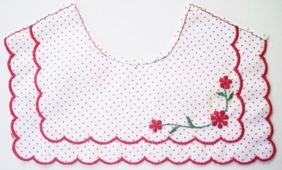 White/Red Dot 9.5" Embroidered Yoke