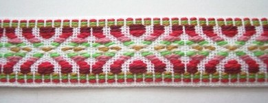 Rose/White Cotton 1" Webbing