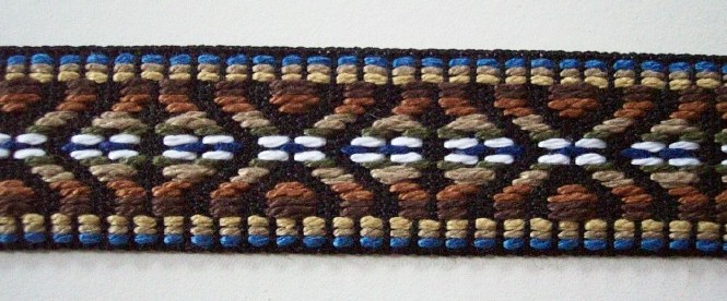 Black/Brown Cotton 1" Webbing