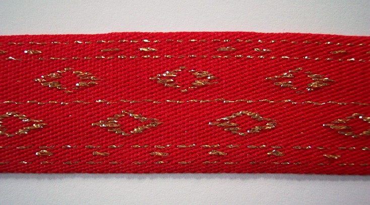 Red/Gold Diamond 1 3/8" Webbing