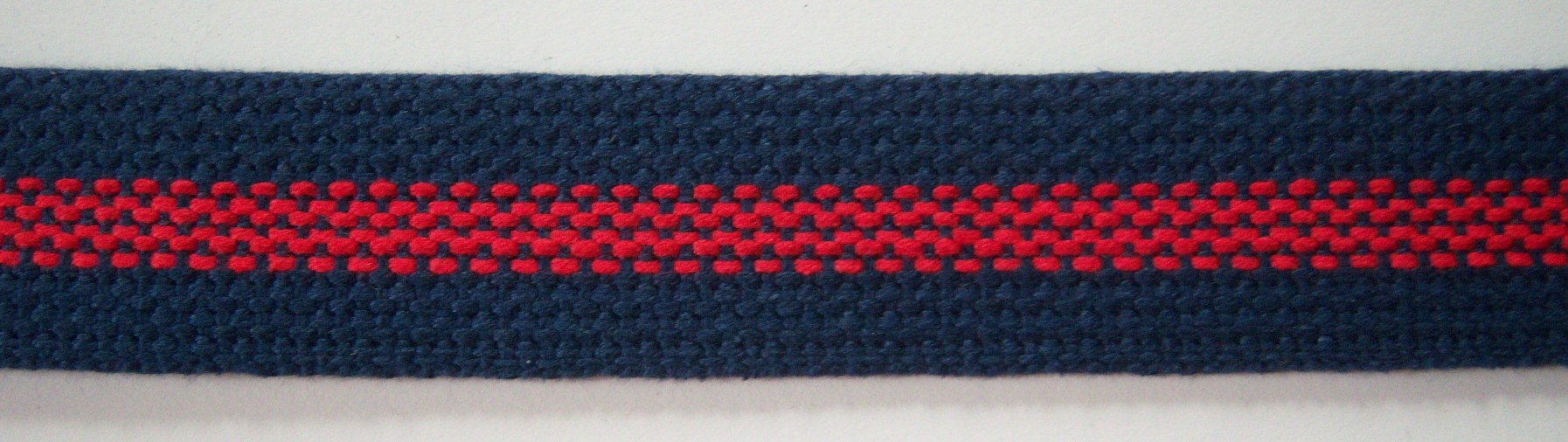 Navy/Red Stripe 1 5/16" Thick Cotton Webbing