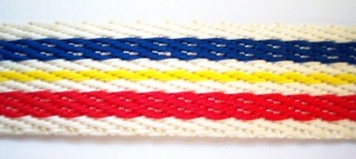 Ivory/Royal/Red Polypro 1" Webbing