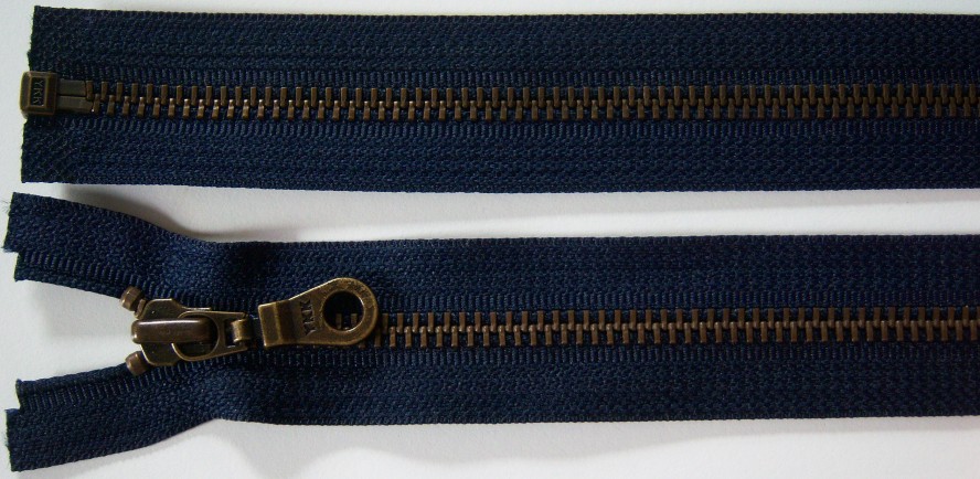 Classic Navy YKK 22" Metal Separating Zipper