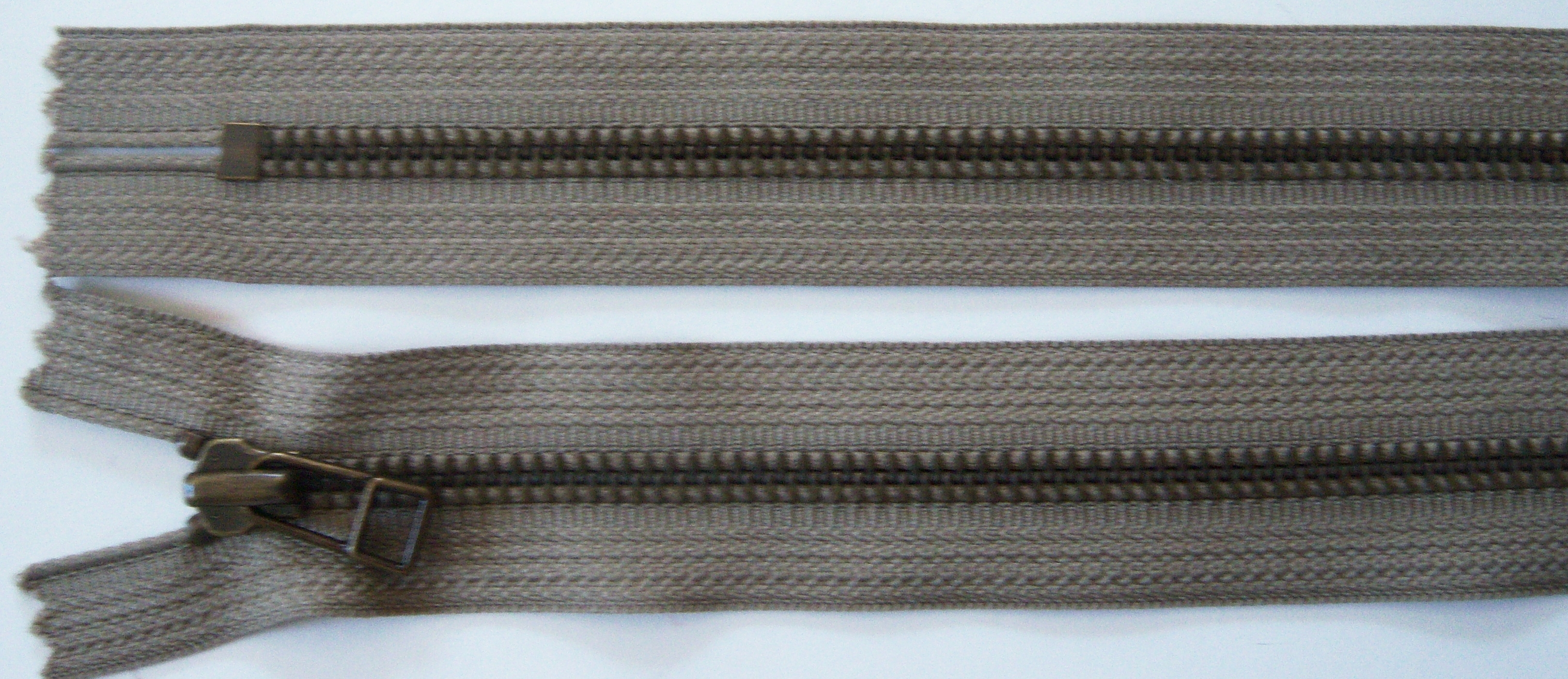 Taupe YKK 14" Metal Zipper