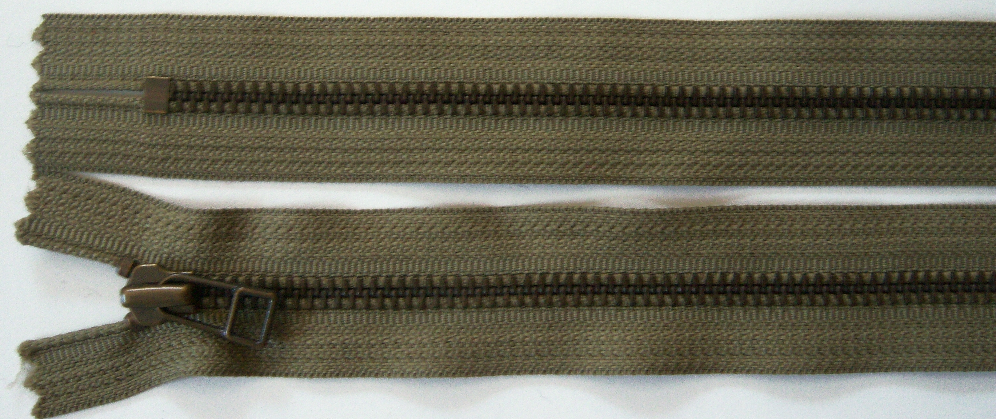 Khaki YKK 14" Metal Zipper