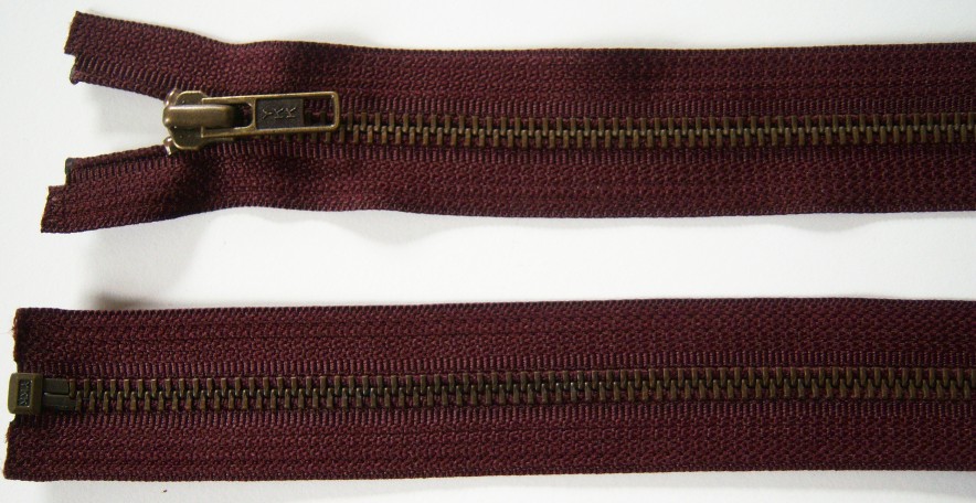 Wine YKK Pull 22" Metal Separating Zipper